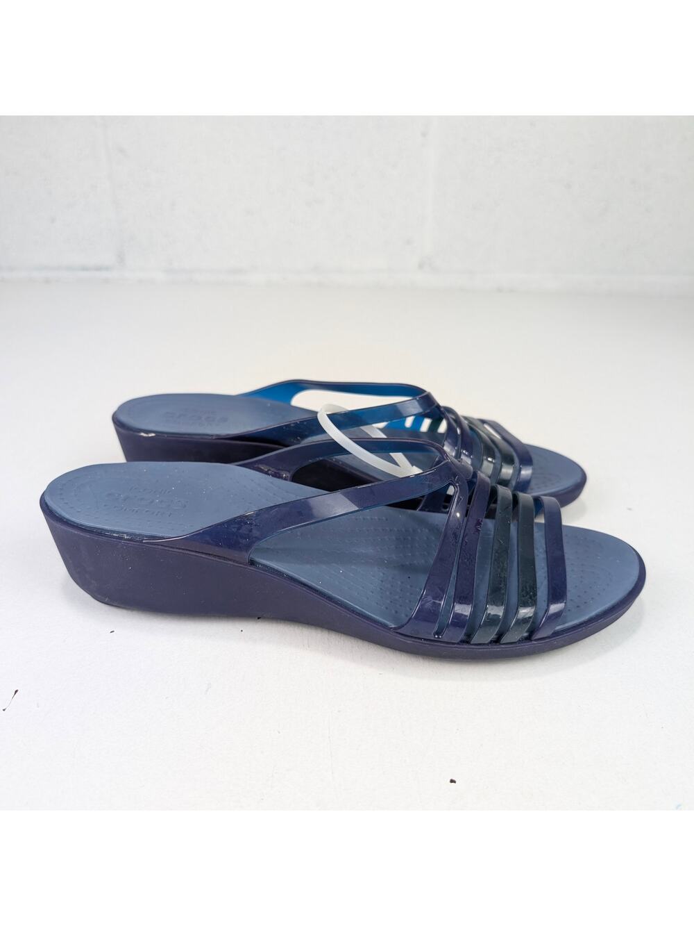 Crocs Women's 9 Isabella Mini Wedge Slide Sandals - Blue